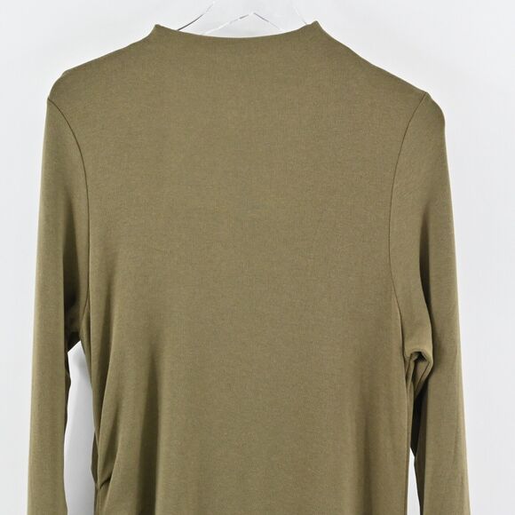 OGL Dress Size 2XL Green Heat Tech Mock Neck Long Sleeve Ruched Tucks Midi NEW - Picture 6 of 12